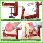 Apple Peeler Corer, Long lasting Chrome Cast Magnesium Alloy Apple Peeler Slicer Corer with Stainless Steel Blades and Powerful Clamp Base for Apples and Potato(Deep Red)