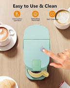 Single Serve One Cup Coffee Maker, for K Cups and Grounds, Mini Coffee Maker with Portable Handle, 6 to 12 Oz Brew Size, for Travel, Camping, Office, RV and Dorm, 120V, Oasis