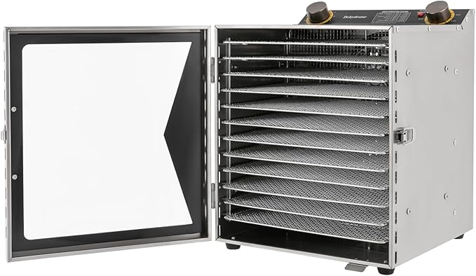 Commercial Food Dehydrator Machine, 800W Electric Dehydrator Machine with 12 Trays, Stainless Steel Dehydrater Biltong Maker for Herbs, Veggies, Fruits, Meat, Yogurt & Dog Treats