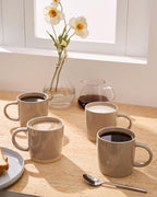 famiware Coffee Mugs for 4, 12 oz Mug Set, Dringking Cup with Handle for Coffee, Tea, Cocoa, Milk, Milkyway serise, White+Cinnamon Brown
