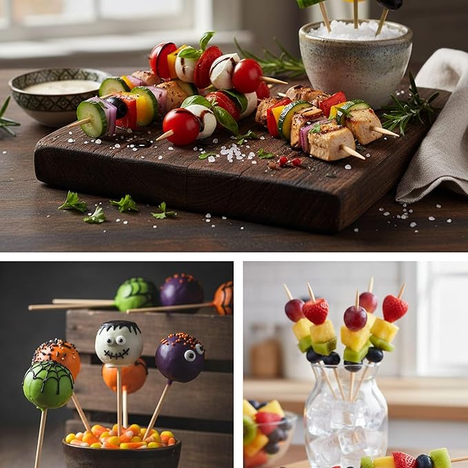 HANSGO Candy Apple Sticks, 6 mm 5.25 inch Bamboo Skewers for Caramel Apple Cotton Candy Sticks Lollipop BBQ Corn Dog, Fall Harvest Festivals Party Favor