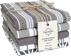 Assorted Kitchen Towels 100% Cotton Large 16x26 Inch Set of 5 - Soft Highly Absorbent Durable Reusable - Perfect for Drying Cleaning Everyday Kitchen Use - Quick Drying Dish Towels Grey