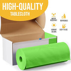 Exquisite Lime Green Plastic 54x100in Rectangular Tablecloth Roll with Built-in Cutter, 100 Feet, All-Season