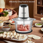 Liebe&Lecker Food Processor, Meat Grinder with 2 Bowls 8 Cup and 8 Cup, Food Chopper Electric Vegetable Chopper with 4 Large Sharp Blades for Fruits, Meat, Vegetables, Baby Food, Nuts, 2 Speed.