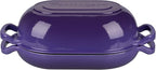 Enameled Cast Iron Sourdough Bread Oven, Dutch Oven, Loaf Cast Iron Bread Pan for Homemade Bread Baking, Meatloaf Pan with Lid, 5QT, Purple