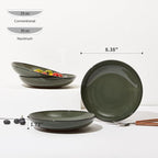 Pasta Bowls Set of 4, Reactive Glaze Salad Bowl 30 oz, Microwave & Dishwasher Safe, Large Wide Serving Bowls for Fruit/Soup/Noodle/Dessert, Blackish Green