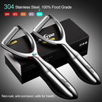 Premium Vegetable Peeler Stainless Steel, Ultra Sharp Peelers for Kitchen, Potato Peeler Rotary Blade, Fruit Veggie Y Peelers Ergonomic Thickened Handle - 5 Years Warranty (Serrated + Plain)