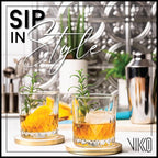 Vikko Whiskey Glasses, Set of 6 Old Fashioned Glasses, 11.25 Ounce Capacity, Elegant Design, Dishwasher Safe