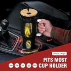 Glass Tumbler with Lid and Straw, 46 oz Iced Coffee Cup with Handle, Large Water Bottles with Silicone Sleeve, Glass Cup with Straws - Pearl Straw & Drinking Straw BPA Free-Black