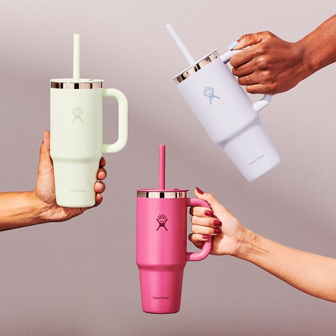 Hydro Flask 24 Oz Travel Tumbler with Handle, Lid and Straw - Insulated Stainless Steel in Cascade