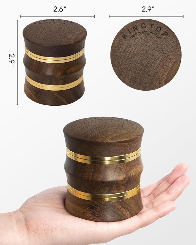 KINGTOP Grinder, Large 2.6" Walnut Wood & Aluminum Manual Grinder