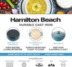 Hamilton Beach 5.5-Quart Enameled Cast Iron Dutch Oven with Lid | Heavy-Duty Pot for Braising, Roasting & Baking | Navy