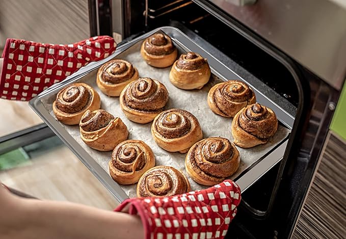 Stainless Steel Baking Sheet with Rack Set, Cookie Sheet with Cooling Rack, Set of 6 (3 Sheets + 3 Racks), Easy Clean