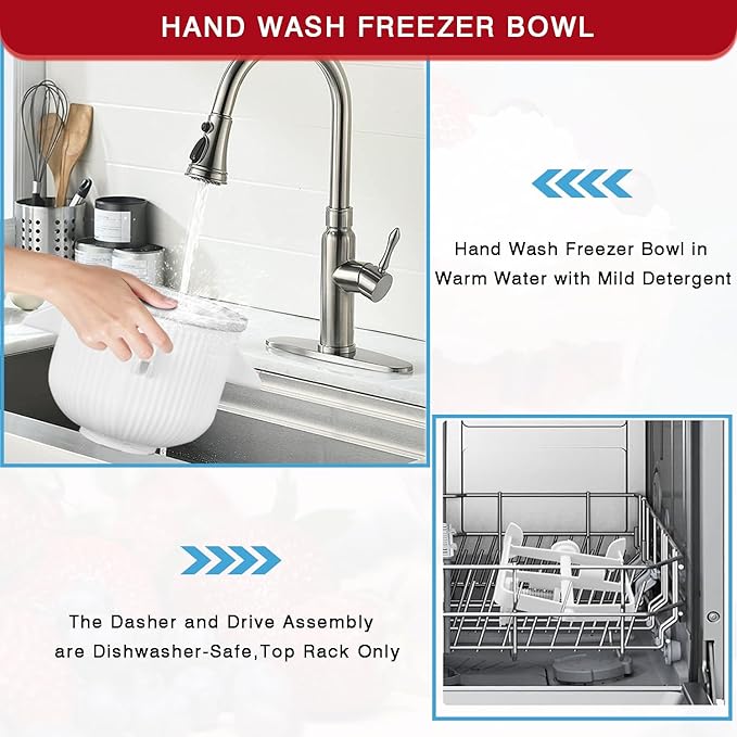 Ice Cream Maker Attachment for KitchenAid Stand Mixer, Compatible with 4.5/5QT & 6QT Stand Mixers, 2 Quart Frozen Kitchenaid Ice Cream Maker Attachment Ice Cream Bowl for Yogurt/Sorbet Gelato