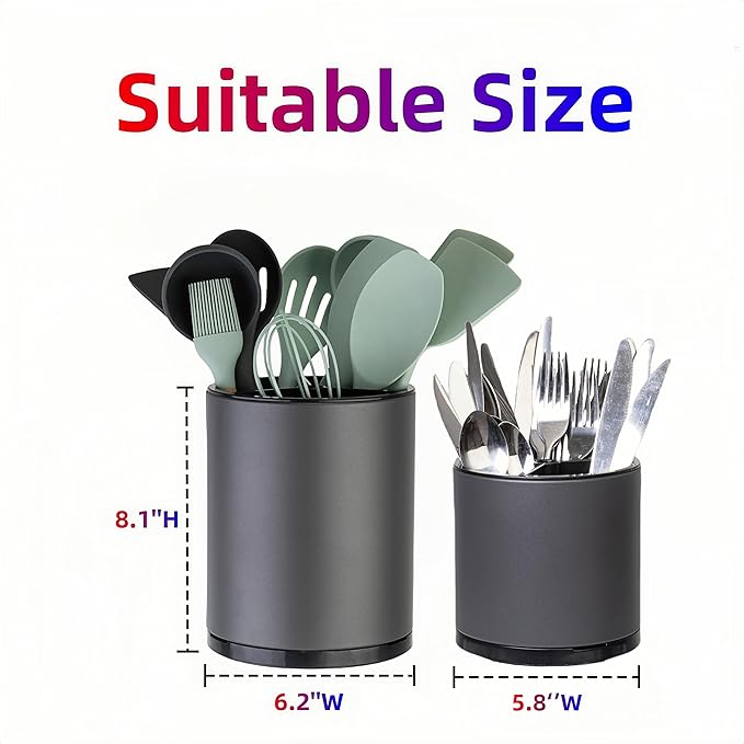 Utensil Holder,Extra Large Utensil Holder for Kitchen Counter, Silverware Organizer, Stainless Steel Storage Cooking Caddy Flatware Spoon Spatula Tool Cutlery Container(2 Set)