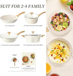 FELAMP Healthy Ceramic Nonstick Cookware Set, 7-Piece PFOA/PFOS/Toxin-Free Pots & Pans Set for Induction & All Stovetops, Dishwasher Safe with Glass Lids，Gift for New Home & Chefs