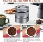 Professional Espresso WDT Tool with Gear-Spin Design – Adjustable 15-Needle Distributor for Breville BES870/878/879/880 54mm Portafilters | Includes 10 Extra Needles, Universal Locking Base