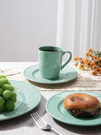 famiware Aurora Coffee Mugs, 14oz Mug Set of 4, Stoneware Mug, Cups for Kitchen, Cappuccino, Latte, Reactive Glaze, Microwave Safe, Scractch-resistant, Mint Green