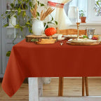 sancua Fall Tablecloth for 6 Foot Tables, 60 x 102 Inch Burnt Orange - Stain and Wrinkle Resistant Rectangle Table Cloth, Fabric Thanksgiving Table Cover for Dining Buffet Parties, Rust Pumpkin Orange