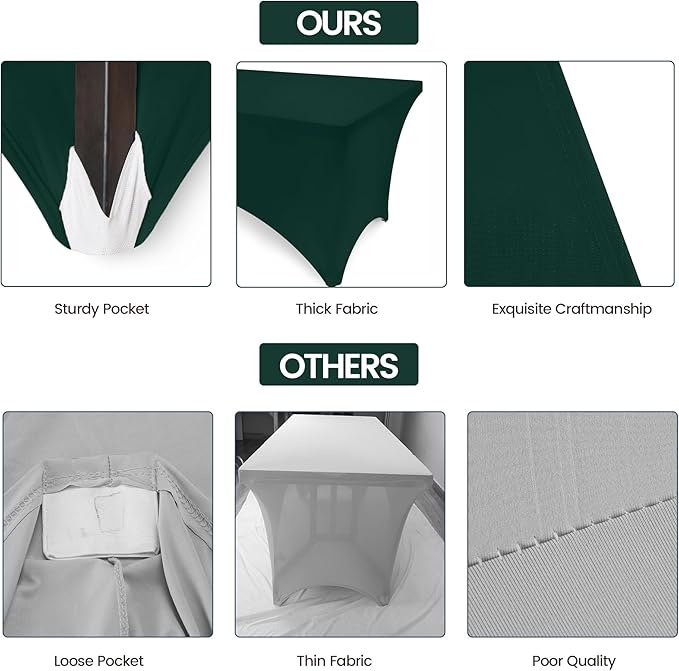 Utopia Kitchen 6FT Spandex Tablecloth [2 Pack, Hunter Green] 200 GSM Stretch, Fitted, Washable and Wrinkle Resistant Table Cloth Rectangle Cover for Trade Shows, Wedding, Parties [72Lx30Wx30H Inch]
