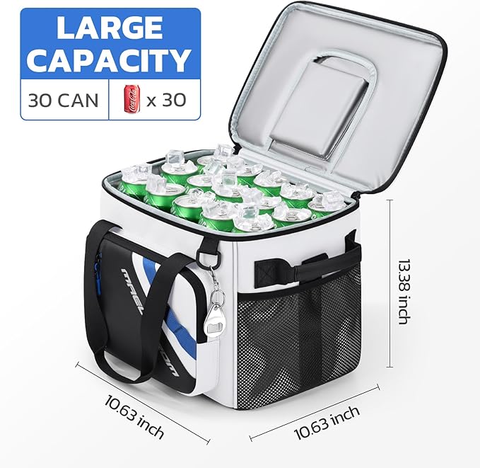 Maelstrom Cooler Bag, 30 Cans Beach Cooler, Large Leakproof Insulated Soft Cooler with Bottle Opener, Ice Chest, Portable Collapsible Cooler for Travel, Camping, Shopping