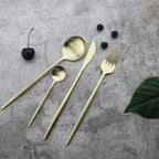 JASHII Silverware Set, 24-Piece Stainless Steel Flatware Set,Kitchen Utensil Set Service for 6,Tableware Cutlery Set for Home, Dishwasher Safe (Matte Champagne gold)