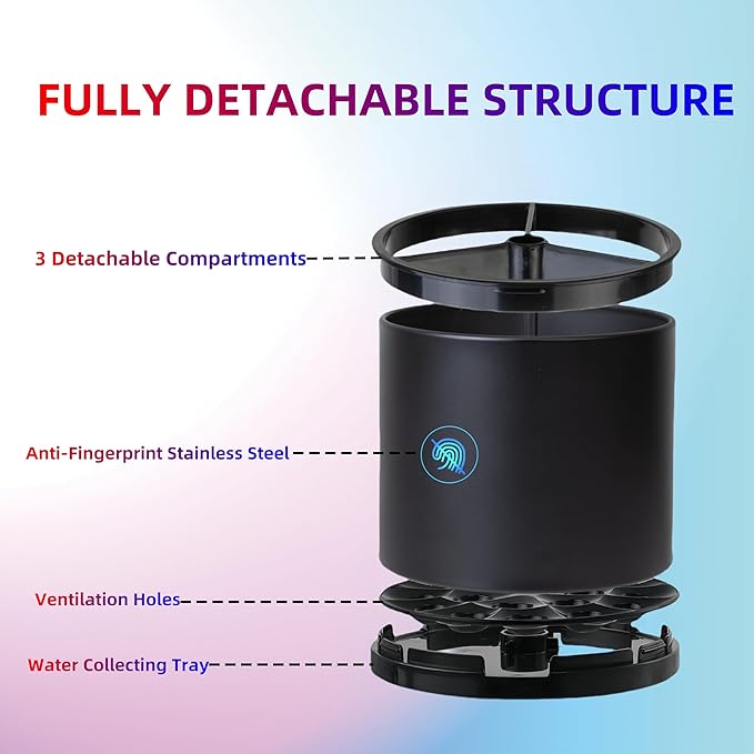 Kitchen Utensil Holder Silverware Organizer 360°Rotating For Counter Organizer Stainless Steel Storage Silverware Caddy 3 Compartment Flatware Spoon Spatula Tool Cutlery Container（Black）