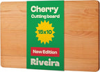 Riveira Cherry Wood Cutting Board – Gourmet Black Cherry Grandeur: 15 x 10 Wooden Cutting Board – Wooden Cutting Boards For Kitchen Decorative – Innovative Juice Grooves Cherry Wooden Chopping Board