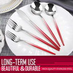 Gradient Red Silverware Set, 20-Piece Stainless Steel Flatware Set, Kitchen Dinnerware Set Service for 4, Include Knife/Fork/Spoon, Mirror Polished, Dishwasher Safe