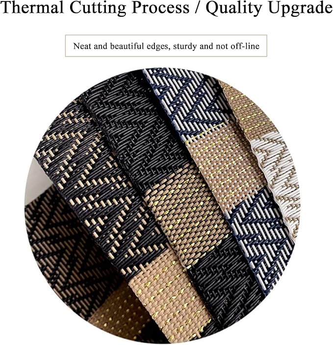 PIGCHCY Placemats Set of 6, Black Elegant Placemats Washable Non-Slip Luxurious Durable Table Mats for Home/Dining Room Decoration