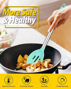 Pack of 2 Large Silicone Cooking Spoons,Non Stick Solid Basting Spoon,Heat-Resistant Kitchen Utensils for Mixing,Serving,Draining,Stirring (GREEN)