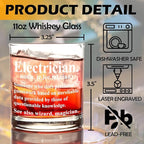 kunlisa Electrician Gifts Whiskey Glasses, Best Electrical Engineer Gifts, Electrical Engineering Gift, 10 oz Drinking Rocks Glasses for Men Whisky Cocktail Scotch Bourbon Liquor