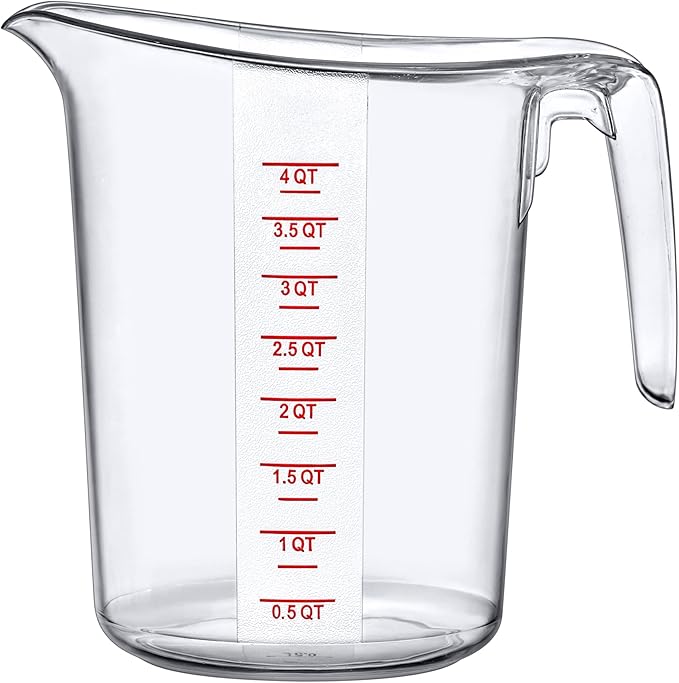Amazing Abby - Melissa - Unbreakable Plastic Measuring Pitcher, Food-Grade Measuring Jug, 16-Cup Capacity (4-Quart), Stackable and Dishwasher-Safe, Great for Oil, Vinegar, Flour, More