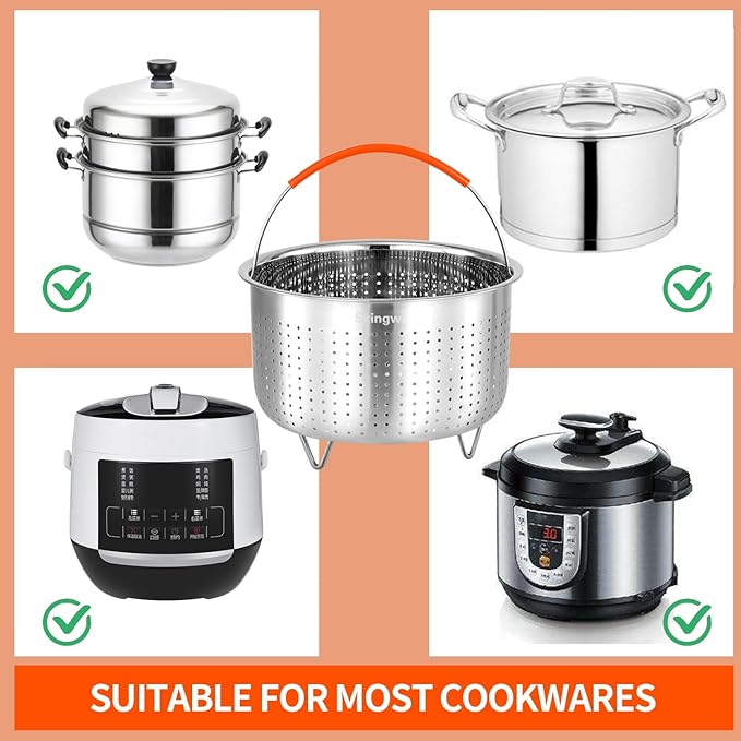 Steamer Basket for Instant Pot, Stainless Steel Vegetable Steamer Basket Insert for Pots (6qt)