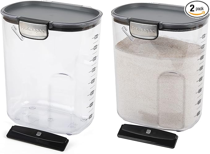 Progressive International ProKeeper+ Clear Plastic Airtight Food Baker's Kitchen Storage Organization Container Canister Set with Magnetic Accessories, 2- Piece Set (Flour 4-Quart)