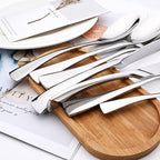 Silver Tableware 20Pcs Mirror Polished 18/10 Stainless Steel Luxury Flatware - Heavy Cutlery Set Service For 4 Include Knives/Forks/Spoons/Salad Fork/Teaspoon, Dishwasher Safe