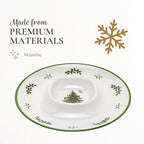 Spode Christmas Tree Melamine Chip and Dip - 14-Inch Serving Platter for Cheese, Appetizers, Chips, Salsa - Durable, Shatterproof, Dishwasher Safe - Ideal for Indoor & Outdoor Holiday Entertaining