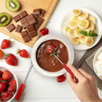 BSTKEY 280ML Ceramic Butter Warmer Set with 2 Forks, Fondue Pot Melting Pot Set, Melt Hot Pot Bowl Set for Cheese Chocolate Butter Caramel (Red)