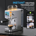 Espresso Machine 20 Bar, Compact Espresso Maker with Milk Frother, Stainless Steel Coffee Machine with 42 oz Water Tank for Cappuccino, Latte&Cold Brew, Home&Office, Silver