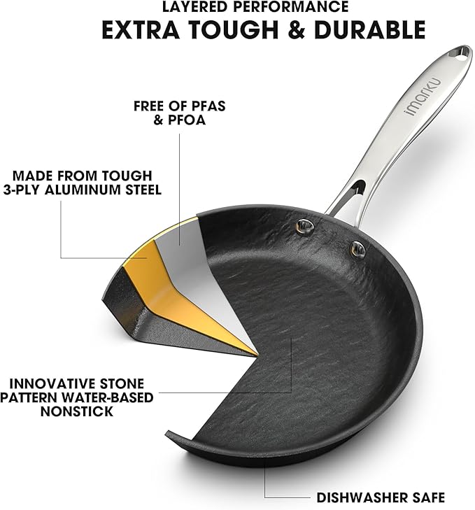 imarku Non Stick Frying Pans - 10 inch Frying Pan Nonstick Skillet, Egg Pan Omelette with Cool Stainless Steel Handle, Dishwasher Safe for Cooking, Best Gifts for Women/Men