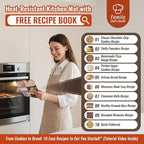 Silicone Baking Mat with 10 Recipes, Non Stick Silicone Pastry Mat, Kneading Dough Rolling Mat Silicone Mats for Baking Cookie, bread, Pizza, Surdough, Extra Thick Oven Mat & Dishwasher Safe