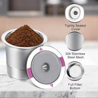 Reusable K Cups, Universal stainless steel Reusable Coffee Pods, Refillable Single K Cups for K 2.0 and 1.0 Coffee Makers (２－PACK)