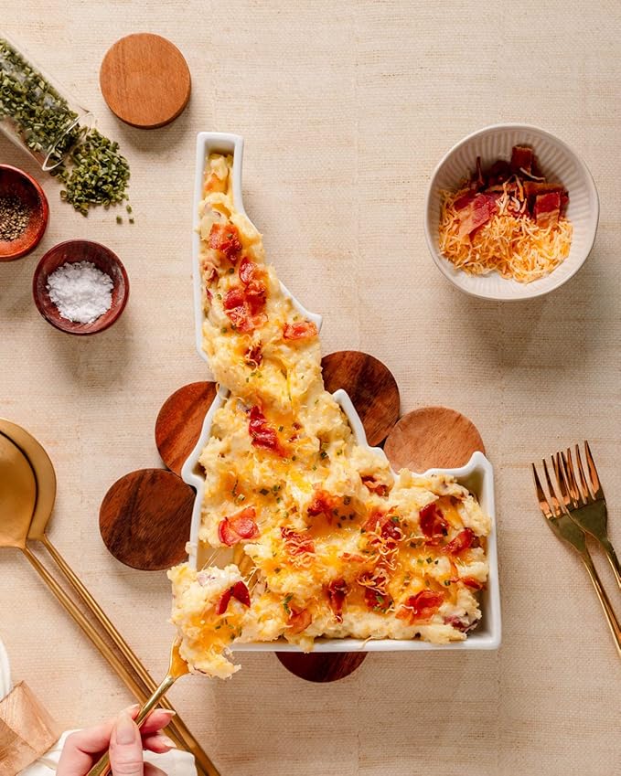 Idaho Shaped Baking Dish Serving Platter or Decorative Tray Charming Porcelain Bakeware Oven Microwave and Dishwasher Safe