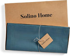 Solino Home Linen Table Runner 90 Inches Long - 100% Pure Linen Peacock Blue Table Runner 14 x 90 Inch for Summer - Fete