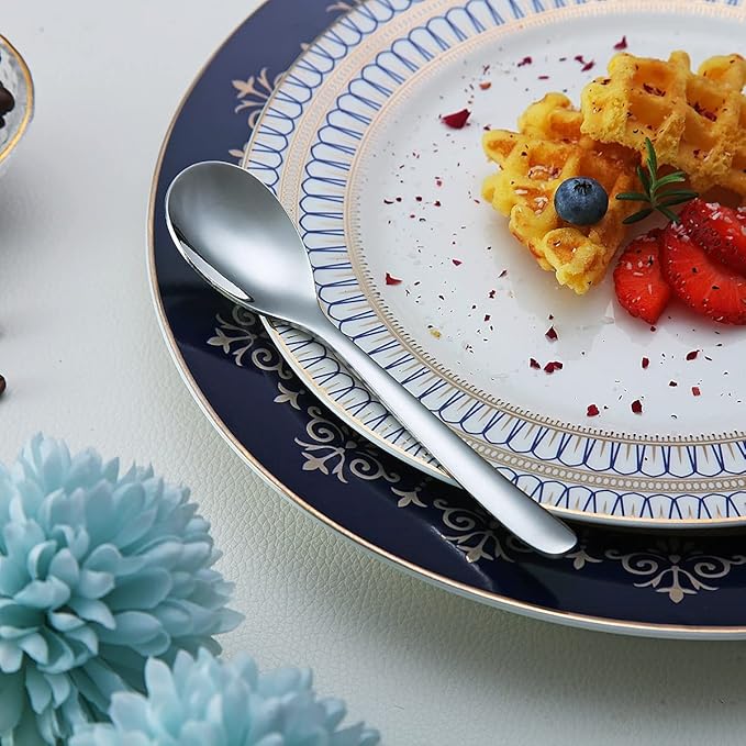 Demitasse Espresso Mini Spoons, 5.5'' Stainless Steel, Set of 6, Dishwasher Safe (Silver)