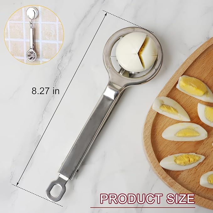 Best Utensils Stainless Steel Egg Slicer Wedger Cutter, Divides Hard Boiled Eggs Into 6 Equal Segments In One Action
