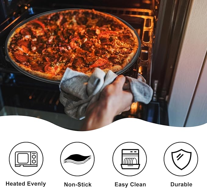 6 Pack 12 Inch Pizza Pan for Oven Round Pizza Pan with Holes Large Pizza Tray Set Carbon Steel Non Stick Pizza Plates Perforated Pizza Baking Sheet Personal Metal Platter for Grilling, Cooking