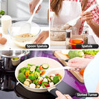 P&P CHEF Silicone Cooking Utensils Set of 7, Heat-proof Kitchen Utensils Set for Nonstick Cookware, Non-stick Spatula, Slotted Turner, Soup Ladle, Pasta Server, Spoon for Cooking Serving - White