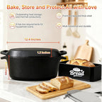 ARC Dutch Oven for Bread Baking, 3.6QT Oval Cast Iron Bread Loaf Pan with Lid, Bread oven for Sourdough, Sourdough Starter Kit Includes Bread Box & Heat-Resistant Oven Mitts
