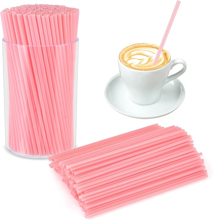 500 Pcs Pink Coffee Stir Sticks Set Coffee Stirrers Holder Acrylic Stir Stick Holder Bar Straws Cocktail Straws Drink Stirrers for Coffee Bar Cocktail Milk Tea Restaurant Home Kitchen Party Supplies